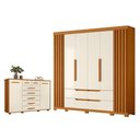 Ver imagem 1 de Kit Guarda Roupa Doble 6 Portas Cômoda Fontana 7 Gavetas MDP Off White