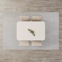 Ver imagem 5 de Conjunto Sala Jantar Mesa Natalí 120cm Canto Arredondado com Vidro 4 Cadeiras Pietra Off White/Nature/Caramelo/Creme