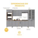 Ver imagem 5 de Armário de Cozinha Modulada Completa Fidelitá Nara 100% MDF 6 Peças 350cm 18 Portas 2 Gavetas com