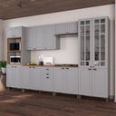 Ver imagem 1 de Armário de Cozinha Modulada Completa Fidelitá Nara 100% MDF 6 Peças 350cm 18 Portas 2 Gavetas com