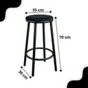 Ver imagem 3 de Kit 2 Banquetas Alta Estofada Bancada Cozinha Balcão Alto Áreas Gourmet Moderna Cozinha Eva:Preto