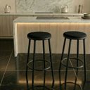 Ver imagem 1 de Kit 2 Banquetas Alta Estofada Bancada Cozinha Balcão Alto Áreas Gourmet Moderna Cozinha Eva:Preto