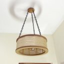 Ver imagem 2 de Luminária Lustre Pendente Rústico Retro Madeira Sisal 60cm