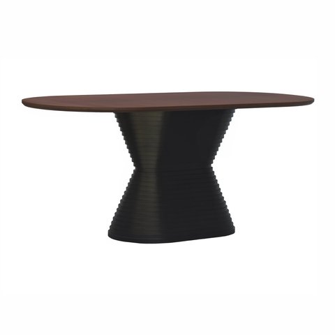 Mesa de Jantar Apollo Tampo Oblongo 180x90cm Preto/Amêndoa