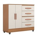 Ver imagem 1 de Cômoda Sapateira para Quarto 2 Portas 4 Gavetas Lisa Nature/Off White