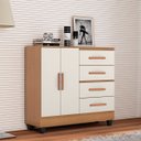 Ver imagem 3 de Cômoda Sapateira para Quarto 2 Portas 4 Gavetas Lisa Nature/Off White