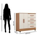 Ver imagem 2 de Cômoda Sapateira para Quarto 2 Portas 4 Gavetas Lisa Nature/Off White