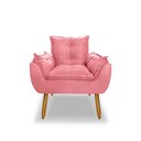 Ver imagem 3 de Poltrona Opala para Sala Clínica Salão Pés de Madeira Suede Rosa