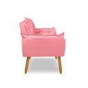 Ver imagem 4 de Poltrona Opala para Sala Clínica Salão Pés de Madeira Suede Rosa