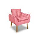 Ver imagem 2 de Poltrona Opala para Sala Clínica Salão Pés de Madeira Suede Rosa