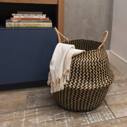 Cesto de seagrass marrom 37cm com alças - Oikos - 7