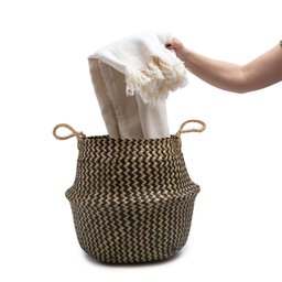 Cesto de seagrass marrom 37cm com alças - Oikos - 4