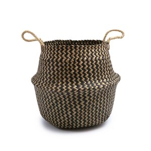 Cesto de seagrass marrom 37cm com alças - Oikos