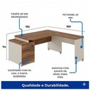 Ver imagem 2 de Mesa para Escritório em L com Gavetão, 1,92x1,60m, Nogal Sevilha / Champanhe