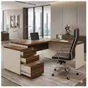 Ver imagem 5 de Mesa para Escritório em L com Gavetão, 1,92x1,60m, Nogal Sevilha / Champanhe