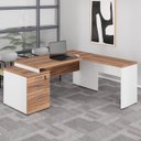 Ver imagem 1 de Mesa para Escritório em L com Gavetão, 1,92x1,60m, Nogal Sevilha / Champanhe
