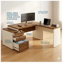 Ver imagem 3 de Mesa para Escritório em L com Gavetão, 1,92x1,60m, Nogal Sevilha / Champanhe