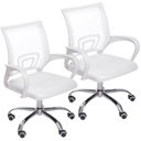 Ver imagem 1 de Kit 2 Cadeiras de Escritório Mesh Assento Estofado Base Giratória 9050 - Branca