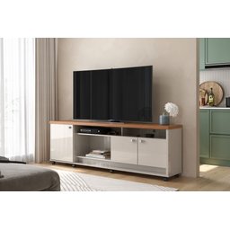 Rack com Rodinhas Grande Bancada Dallas Lukaliam:off White Perolizado/jequitiba - 1