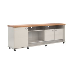Rack com Rodinhas Grande Bancada Dallas Lukaliam:off White Perolizado/jequitiba - 2