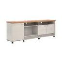 Ver imagem 2 de Rack com Rodinhas Grande Bancada Dallas Lukaliam:off White Perolizado/jequitiba