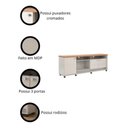 Ver imagem 3 de Rack com Rodinhas Grande Bancada Dallas Lukaliam:off White Perolizado/jequitiba