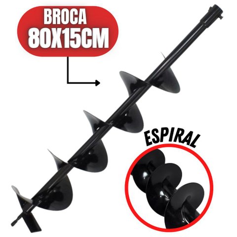 Broca 80x15cm Para Perfurador de Solo Bitola do Eixo de Conexão Interna 20mm Diversos Perfuradores