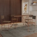 Ver imagem 1 de Mesa Jantar Industrial Trama 1,40x0,80m Amêndoa com 4 Cadeiras Estofadas Vitória Marrom e Cobre