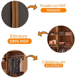 Guarda Roupa Casal Dunas com 8 Portas e 4 Gavetas Moderna - 5