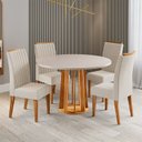 Ver imagem 1 de Conjunto Sala de Jantar 4 Lugares Redondo Tampo de MDF Morgan Yescasa Bege/Mel/Blonde/Pastel