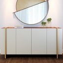 Ver imagem 3 de Aparador Buffet para Sala de Jantar 4 Portas 160cm Puerto C04 Off White Nogueira Preto Dourado -