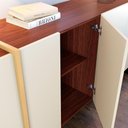 Ver imagem 7 de Aparador Buffet para Sala de Jantar 4 Portas 160cm Puerto C04 Off White Nogueira Preto Dourado -