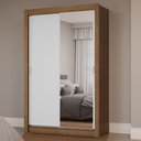 Ver imagem 1 de Guarda-roupa Solteiro 2 Portas de Correr com Espelho Rustic/branco Milano Madesa Rustic/branco