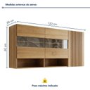 Ver imagem 3 de Armário Aéreo para Cozinha 3 Portas Nicho Decorativo 120cm Cristal Marrom/Cinamomo