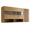 Ver imagem 2 de Armário Aéreo para Cozinha 3 Portas Nicho Decorativo 120cm Cristal Marrom/Cinamomo