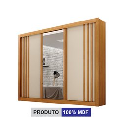 Guarda Roupa Casal 100% Mdf 3 Portas Correr com Espelho e 4 Gavetas Milano Leifer - 7