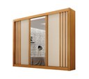 Ver imagem 1 de Guarda Roupa Casal 100% Mdf 3 Portas Correr com Espelho e 4 Gavetas Milano Leifer