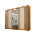 Ver imagem 1 de Guarda Roupa Casal 100% Mdf 3 Portas Correr com Espelho e 4 Gavetas Milano Leifer