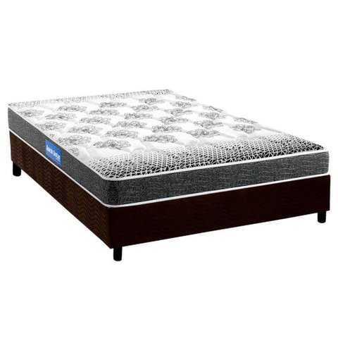 Cama Box Casal: Colchão Espuma Probel Guarda Costas Resistente Double Face + Base Brown(138x188)