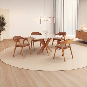 Conjunto Sala de Jantar com Tampo de Vidro Dona 4 Cadeiras Gaia Courino