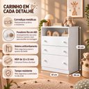 Ver imagem 7 de Quarto de Bebê Completo Berço com Colchão/Guarda-Roupa/Cômoda Confete Multimóveis MP4914 Branco