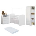 Ver imagem 2 de Quarto de Bebê Completo Berço com Colchão/Guarda-Roupa/Cômoda Confete Multimóveis MP4914 Branco
