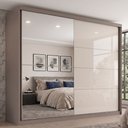 Ver imagem 1 de Guarda-Roupa Casal 2 Portas Deslizantes com Espelho 100% MDF Dream Off White/Avelã