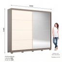 Ver imagem 3 de Guarda-Roupa Casal 2 Portas Deslizantes com Espelho 100% MDF Dream Off White/Avelã