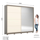 Ver imagem 3 de Guarda-Roupa Casal 2 Portas Deslizantes com Espelho 100% MDF Dream Off White/Avelã