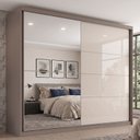 Ver imagem 1 de Guarda-Roupa Casal 2 Portas Deslizantes com Espelho 100% MDF Dream Off White/Avelã