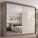 Ver imagem 1 de Guarda-Roupa Casal 2 Portas Deslizantes com Espelho 100% MDF Dream Off White/Avelã