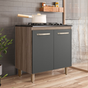 Ver imagem 2 de Balcão para Cooktop 4 e 5 Bocas 2 Portas 80cm:chumbo