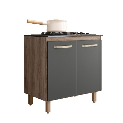 Balcão para Cooktop 4 e 5 Bocas 2 Portas 80cm:chumbo