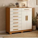 Ver imagem 5 de Cômoda Sapateira para Quarto 2 Portas 8 Gavetas Vercelli A04 Cinamomo Off White - Lyam Decor